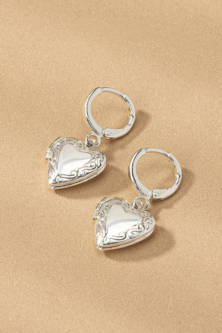 Silver Heart Locket Earrings