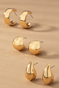 Trio Gold Earrings
