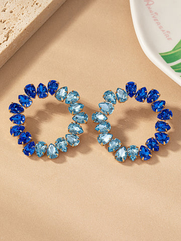 Blue Stone Circle Earrings