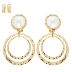 Gold Open Circle Pearl Earrings
