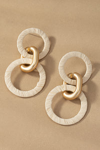 Ivory Raffia Circle Earrings