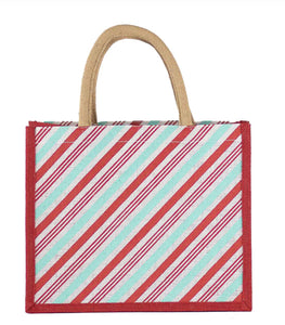 Christmas Candy Cane Stripe Gift Tote