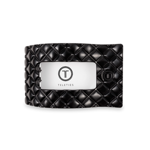 Jet Black Quilted Rectangle Flat Teletie Clip - Medium
