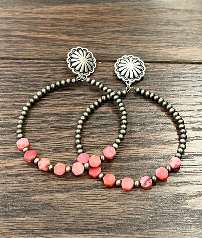 Rose Stone Bead Earrings