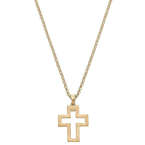 Charlotte Delicate Cross Pendant Necklace - CANVAS
