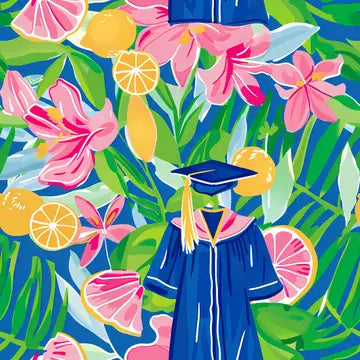 Floral Graduation Beau Bottle Wrap