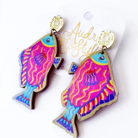 Pink Fish Earrings