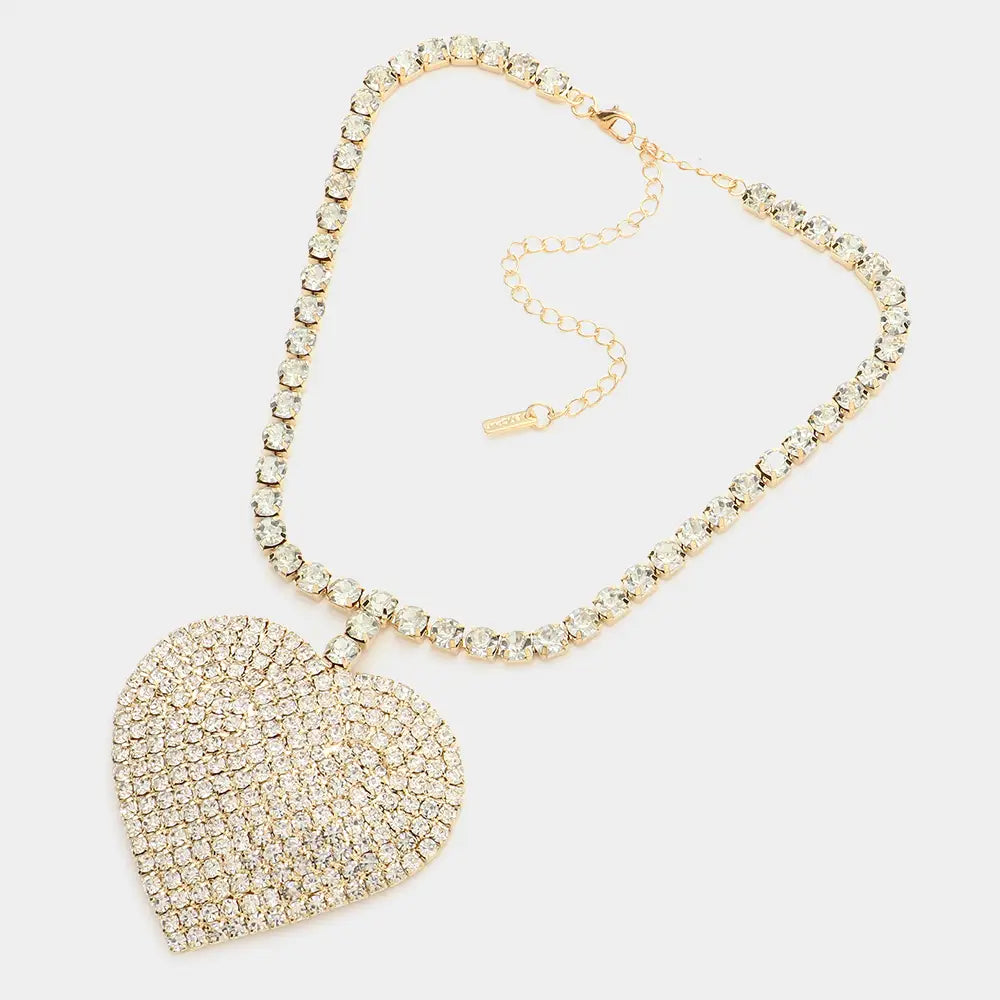 Rhinestone Heart Necklace