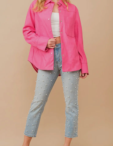 Mid rise Pearl & Rhinestone Denim Jeans