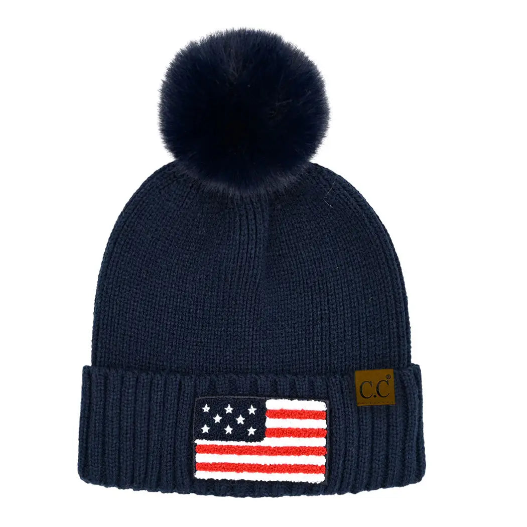 C.C USA Flag Patch Beanie