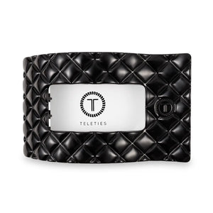 Jet Black Quilted Rectangle Flat Teletie Clip - Large