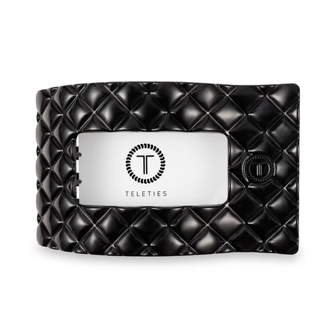 Jet Black Quilted Rectangle Flat Teletie Clip - Large