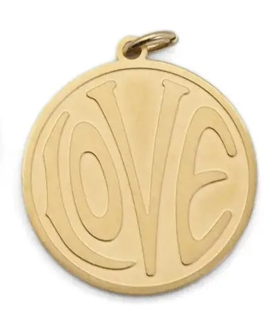Love Round Charm - Gold