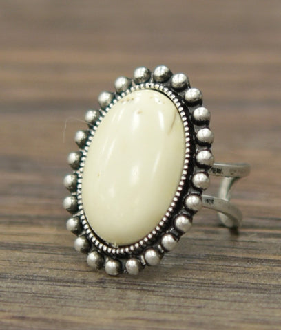White Stone Oval Ring