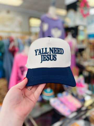 Y'all Need Jesus Trucker Hat - Navy