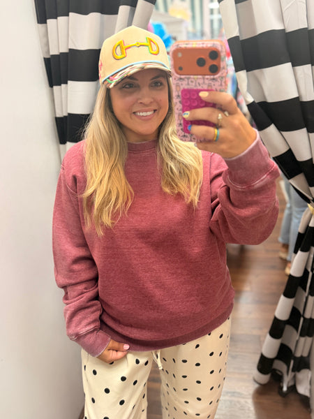 Plain Fleece Lined Pullover - Maroon