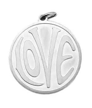Love Round Charm - Silver