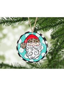 Whimsical Leopard Santa Clause Christmas Ornament