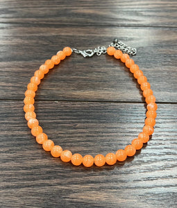 Coral Orange Round Bead Necklace