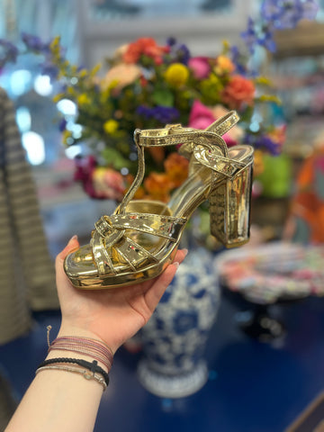 Avery Gold Strap Heels