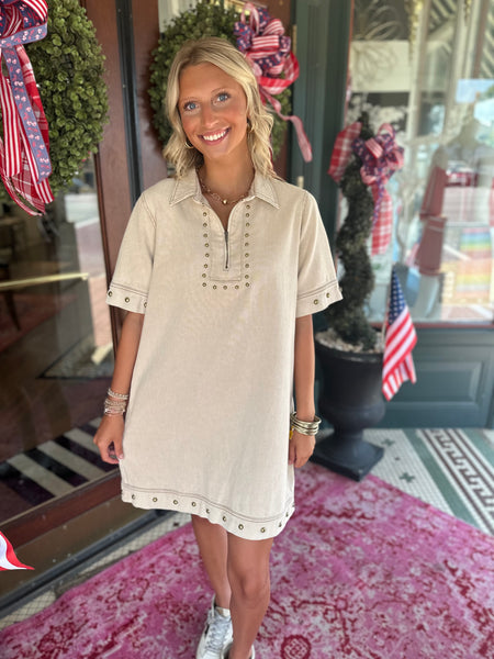 On The Edge Studded Denim Dress
