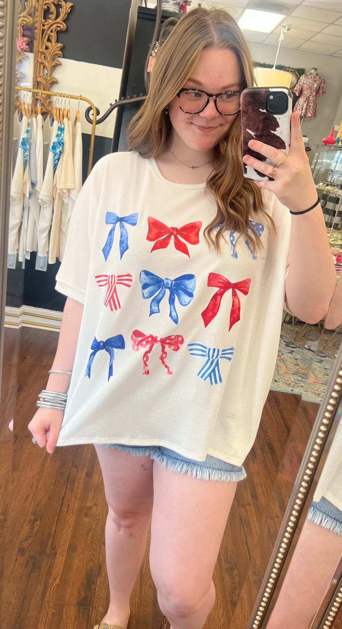 Red White & Blue Bow Top