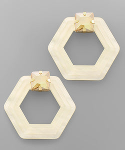 Ivory Stone Geometric Earrings