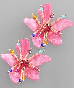 Fuchsia Flower Stud Earrings