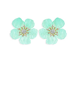 Mint Flower Stud Earrings
