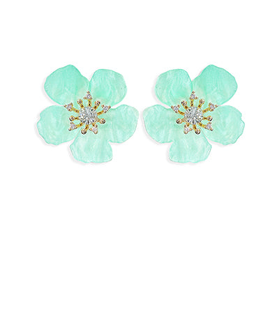 Mint Flower Stud Earrings