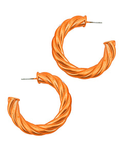 Orange Rope Hoop Earrings