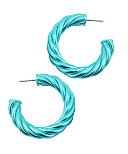 Turquoise Rope Hoop Earrings