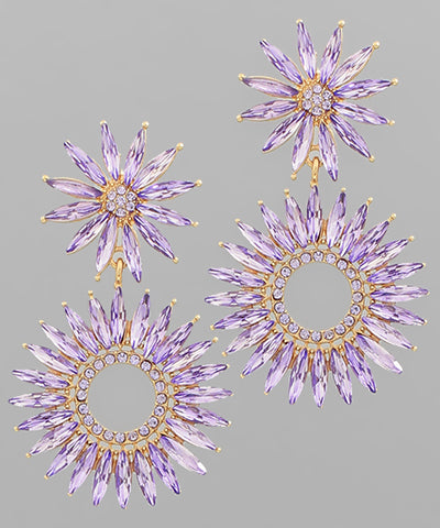 Lavender Stone Flower Earrings