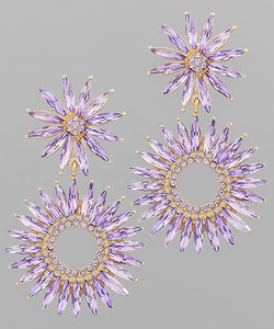 Lavender Stone Flower Earrings