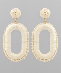 Ivory Raffia Oval Earrings