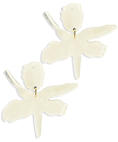 Ivory Glitter Flower Earrings
