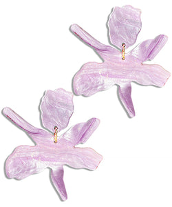 Lavender Glitter Flower Earrings