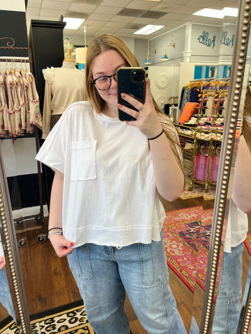 Just Go With It Cropped Tee - White