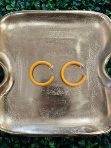 Color Coat Hoop Earrings - Mustard