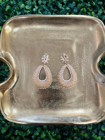 Raffia Teardrop Earrings - Brown