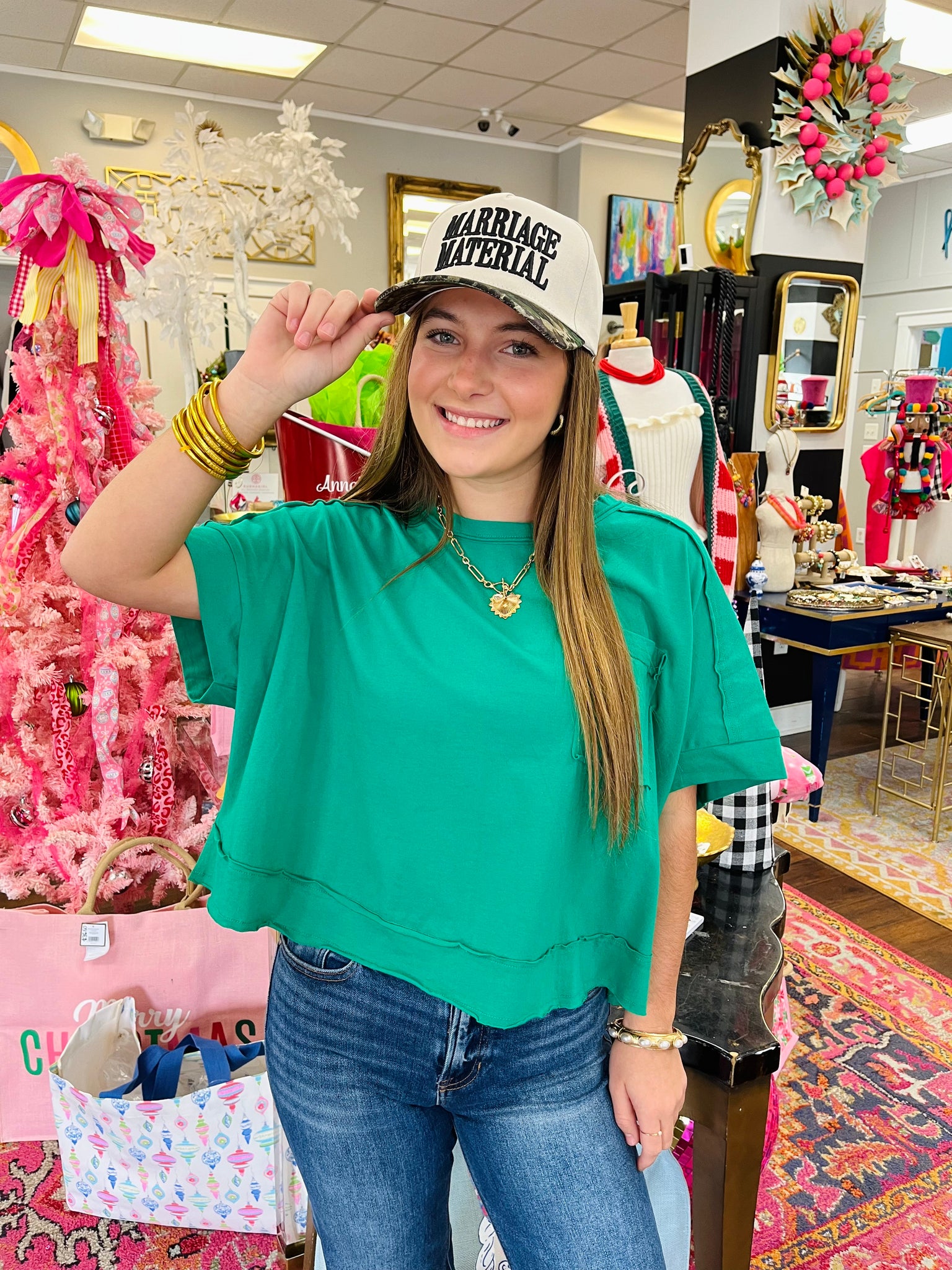 Just Go With It Cropped Tee - Green