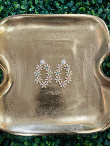 Oval Pearl Flower Earrings