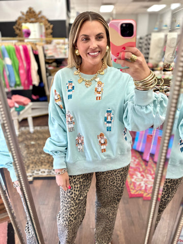Sequin Nutcracker Pullover - Blue