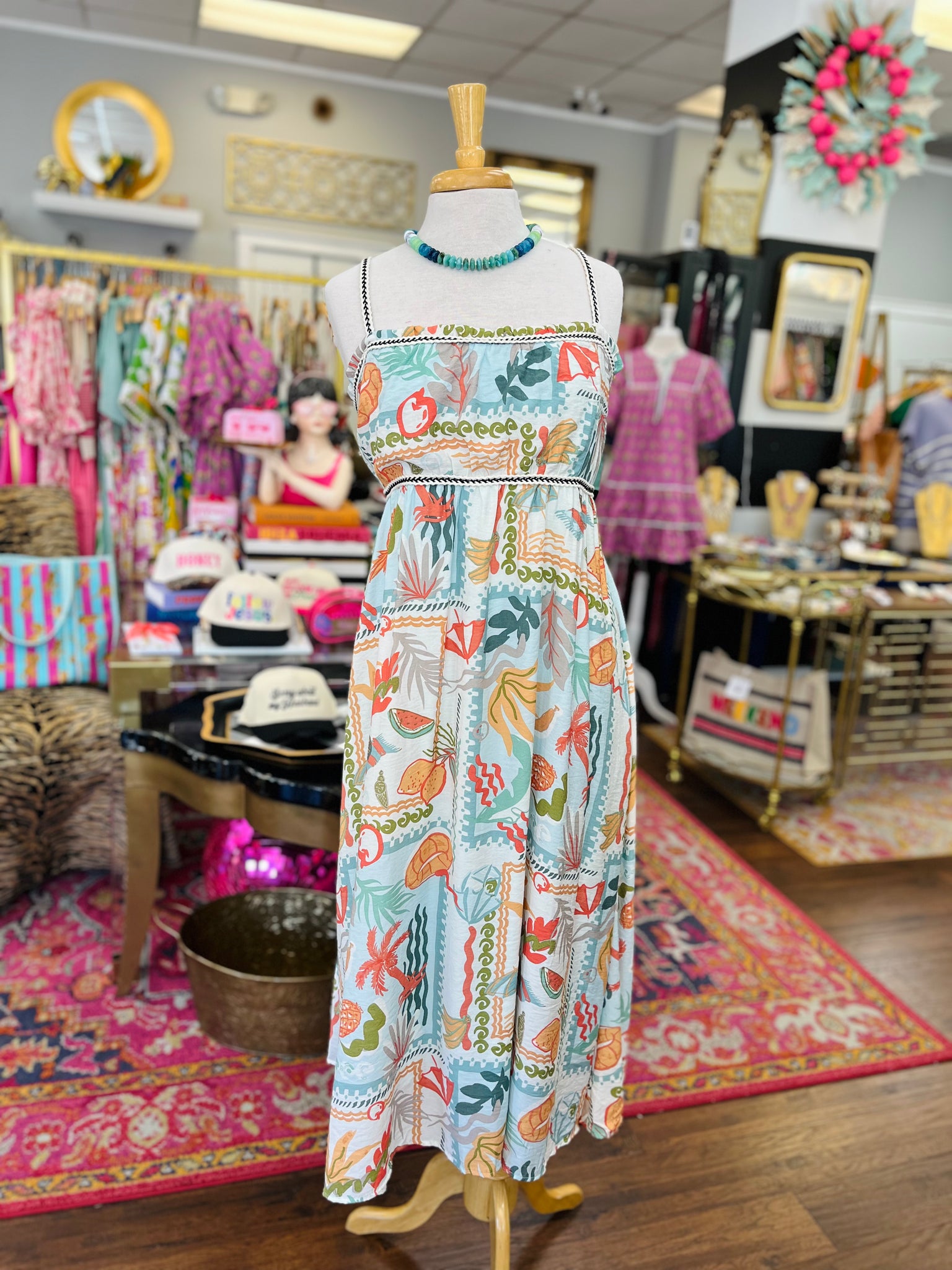Walking The Boardwalk Midi Dress - Green