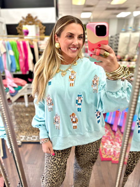 Sequin Nutcracker Pullover - Blue