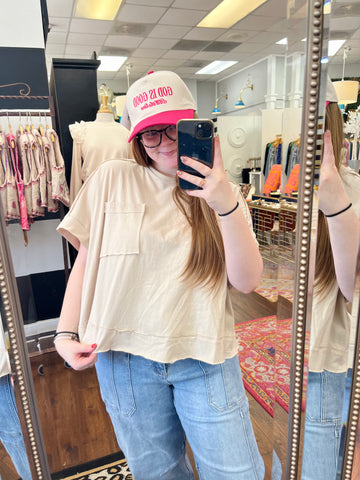 Just Go With It Cropped Tee - Beige
