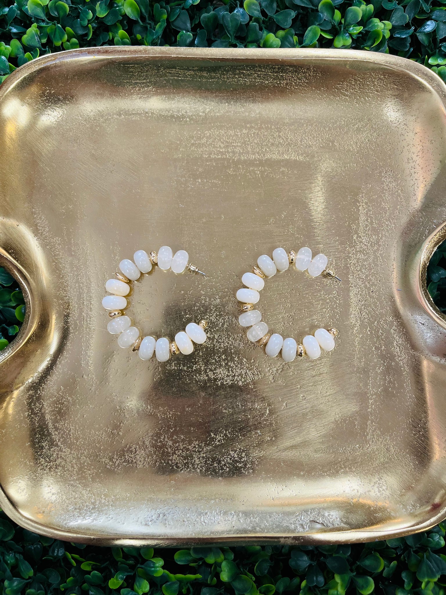 Marble Beaded Earrings - Ivory