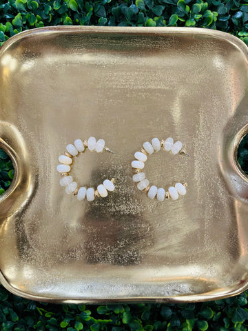 Marble Beaded Earrings - Ivory