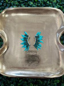 Beaded Large Wing Earrings - Green