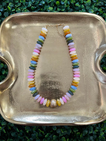 Metal And Colored Beaded Necklace